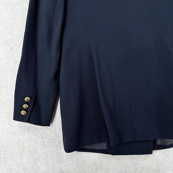VINTAGE Hunt‎ Club Double Breasted Blazer Womens 8 Jacket Blue Gold Buttons Wool - Picture 8 of 14